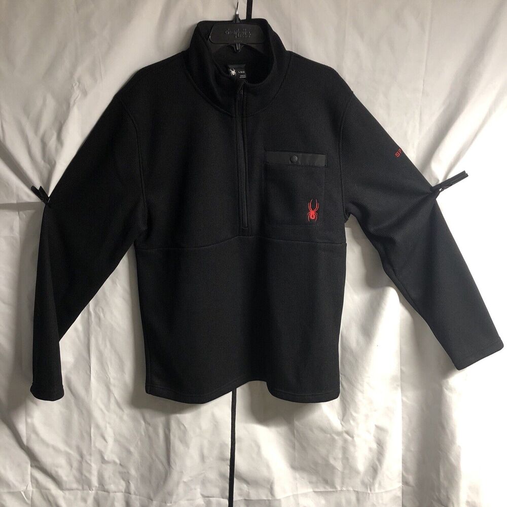 SPYDER Men's Black Medallion Half-Zip Pullover Stand-Collar Sweater SZ L